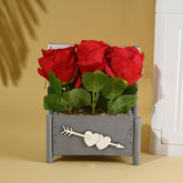 Kuber Industries Artificial Plant | Plants for Office D�cor | Artificial Flowers for Decoration | Decoration Artificial Flowers Pot | Natural Looking Plants | 3 Headed Little Rose | Multicolor